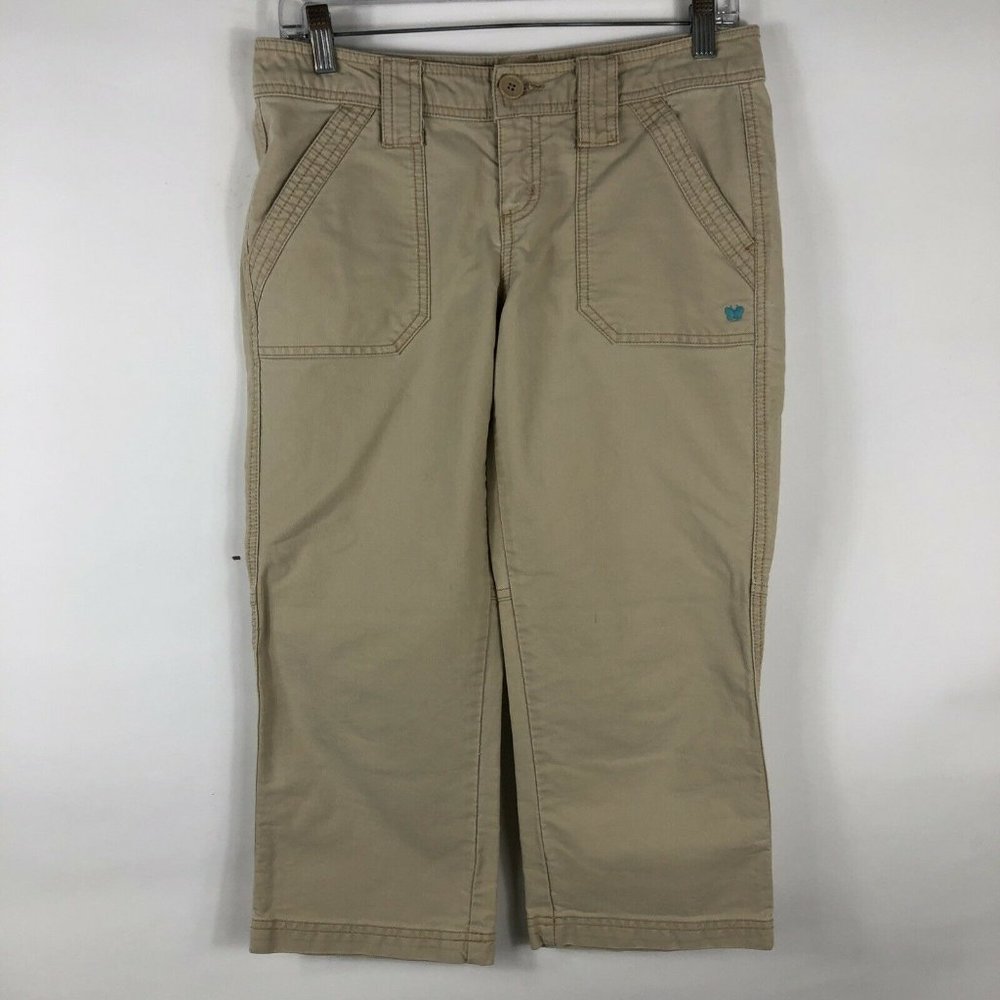 Aeropostale Capri Pants Women's 3 / 4 Khaki 100% Cotton Low Rise Casual Dress